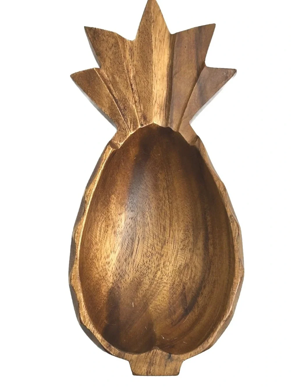 Hand Carved Pineapple Shaped Wooden Serving Bowl